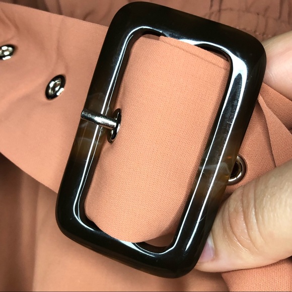 Simplee button ruffled long sleeve dress with belt - Picture 3 of 5